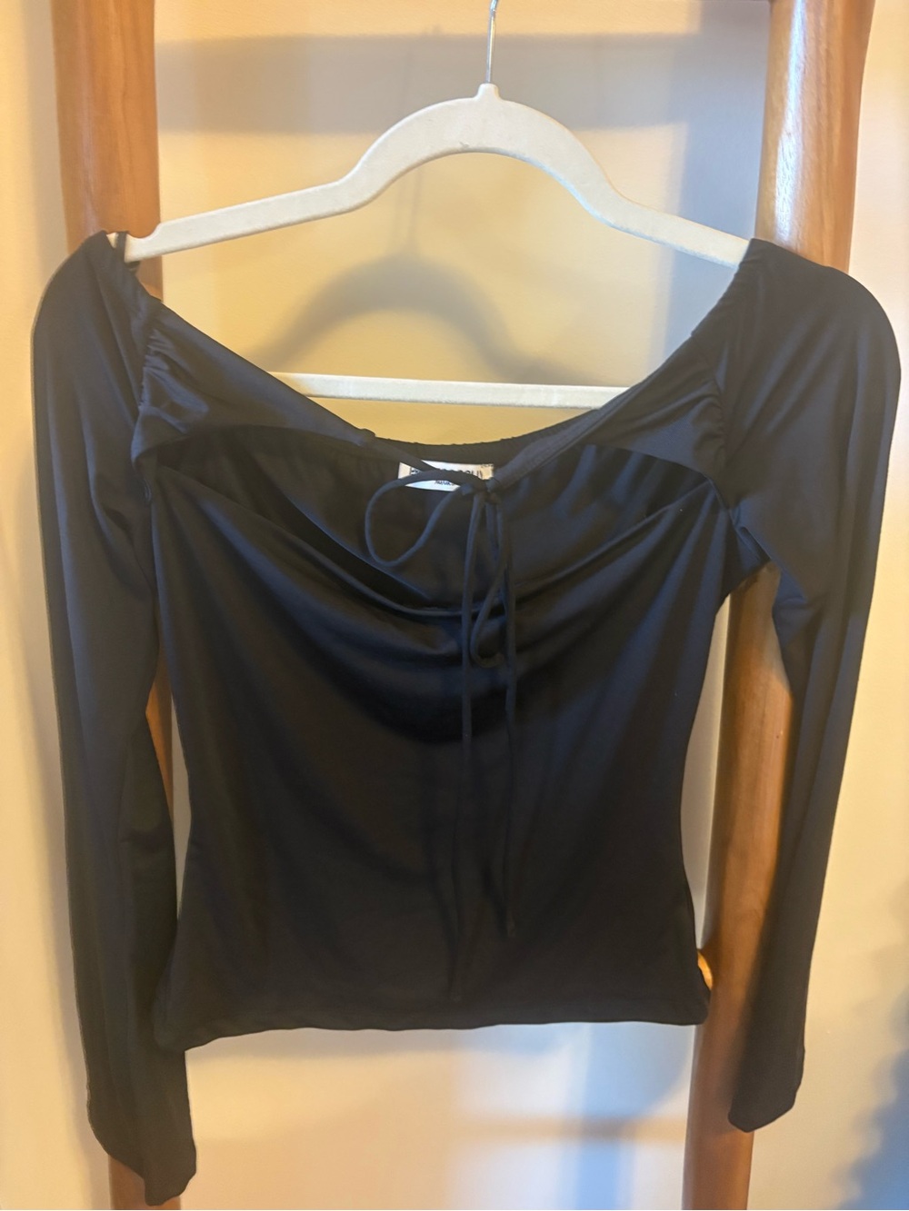 Princess Polly Black Long-Sleeve Ruched Tie-Front Top